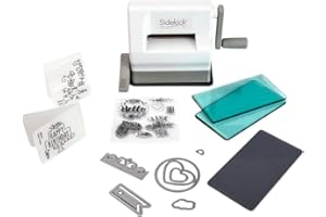 Sizzix 661770 Kit de démarrage Sidekick - Blanc et gris avec plaques de découpe Aqua, tampon de gaufrage, dossiers de gaufrag