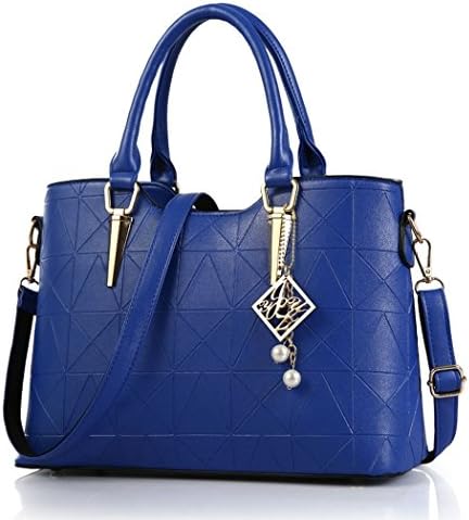 VINICIO Women's Fashionable Elegant Exquisite Pendant Large Shoulder Bag Leather Handbag(Navy)