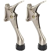 Kickdown Door Stopper 4 Inches - 2 Packs One Touch Adjustable Height Door Stop for The Bottom of Door The Bottom of Door Aluminum Alloy Metal Door Stopper with Rubber Tip Sliver