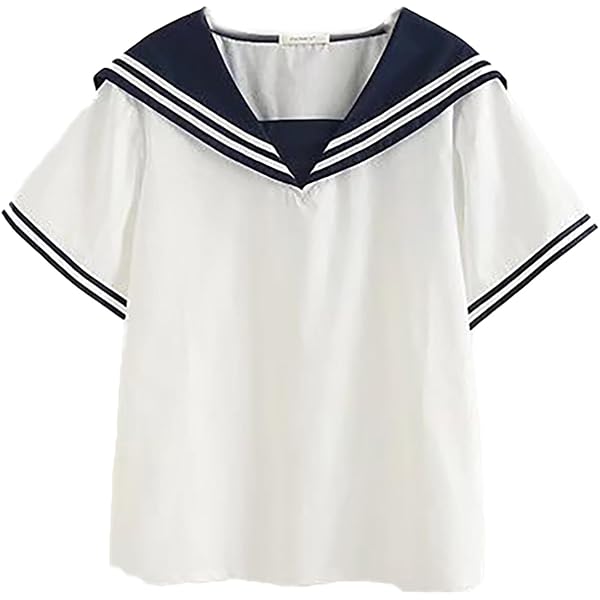CORIRESHA Women's Preppy Style Short Sleeve Sailor Collar Blouse