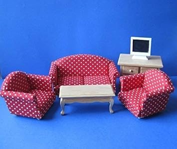 Dolls House 5383 Wohnzimmer Rotes Sofa Sessel 6 Teilig 1 12 Puppenhaus Amazon De Spielzeug