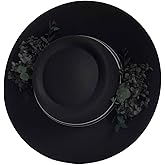 Vintage Wide Brim Fedora Hats -Handmade Felt Hat Panama Rancher Hat for Party Wedding E Black