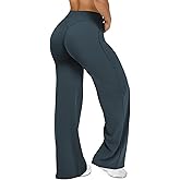 JGS1996 Wide Leg Yoga Pants Bottoms Straight Leg Leggings for Women High Waist Stretch Booty Casual Gym Workout Sweatpants Navy Blue