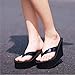 Summerwhisper Women's Glitter Sequined Platform Thing Sandals Antiskid Wedge Heel Sandy Flip Flops Black 7.5 B(M) US
