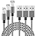 IVVO iPhone Cable 3Pack 3FT 6FT 10FT Nylon Braided iPhone Cable Cord USB Charging Cable Charger for iPhone 7/7 Plus/6/6s/6 Plus/6s Plus/5/5c/5s/SE,iPad iPod Nano iPod Touch(Black)