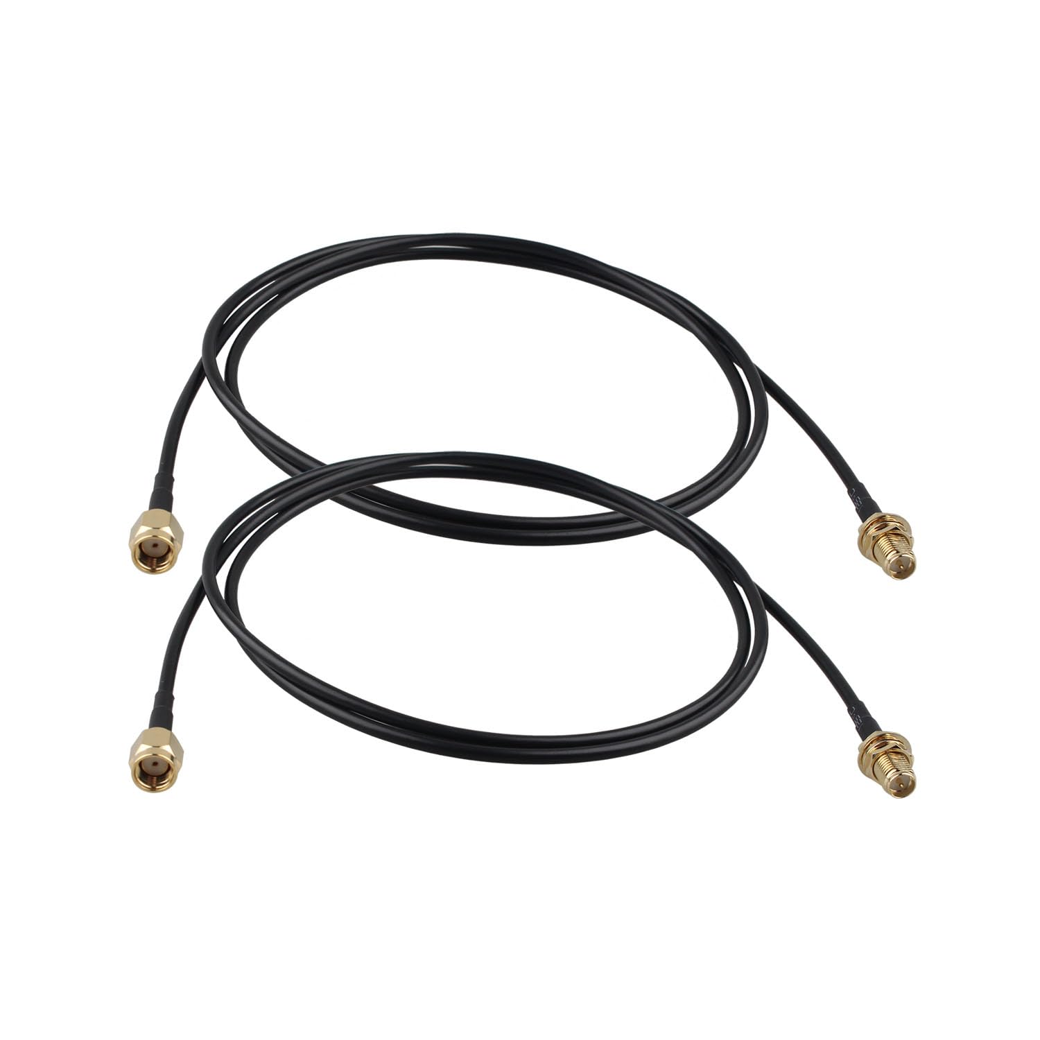 Futheda 2PCS RP-SMA Male to RP-SMA Female WiFi Antenna Extension Cable Bulkhead Mount RG174 Coaxial Cable 1m/3 feet for WiFi Router Gateway FPV Antenna Wireless Lan PCI Card IP Security Camera