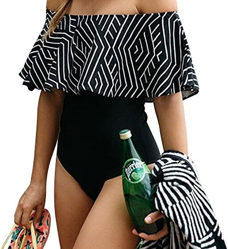 iLoving Women Sexy Off-The-Shoulder One-Piece Swimsuit Padded Push up Bikini