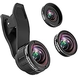 Telephoto Lens kit, 4 in 1 Cell Phone Camera Lens, 12X Telephoto Lens + 180° Fisheye Lens + 0.65 Wide Angle Lens + Macro Lens, Clip-On Lenses for iPhone 8 7 6 Plus (Fisheye Lens 3 in 1)