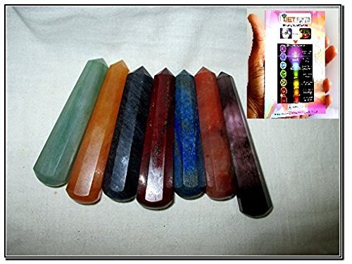 Fantastic Chakra Gemstone Massage Wand Booklet jet International Crystal Therapy Set 3.5 inch 4 inch approx