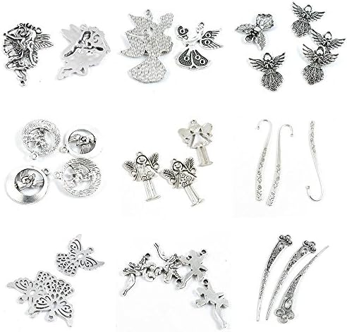 30 Pieces Jewelry Making Charms Hairpin Hair Pin Bookmark Angel Butterfly Fairy Flower Sticks Elf