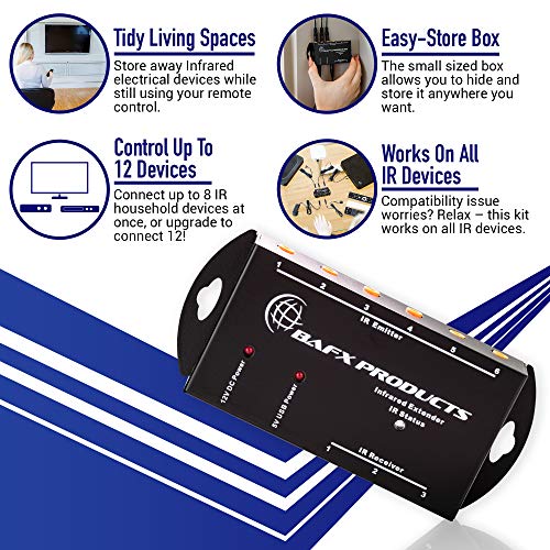 BAFX Products (Infrared) IR Remote Control Extender or IR Repeater Kit