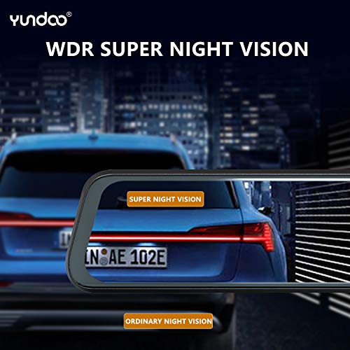 Mirror Dash Cam Front and Rear - 1080P Full HD Stream Media Dual Lens Car Camera ,10 Inch Full Touch Screen with 1080P Backup Camera, Super Night Vision, G-Sensor, Parking Monitor, Loop Recording.