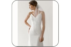 Latious 1 Tier Bride Wedding Veil Simple Fingertip Bridal Tulle Veils with Comb for Brides and Women