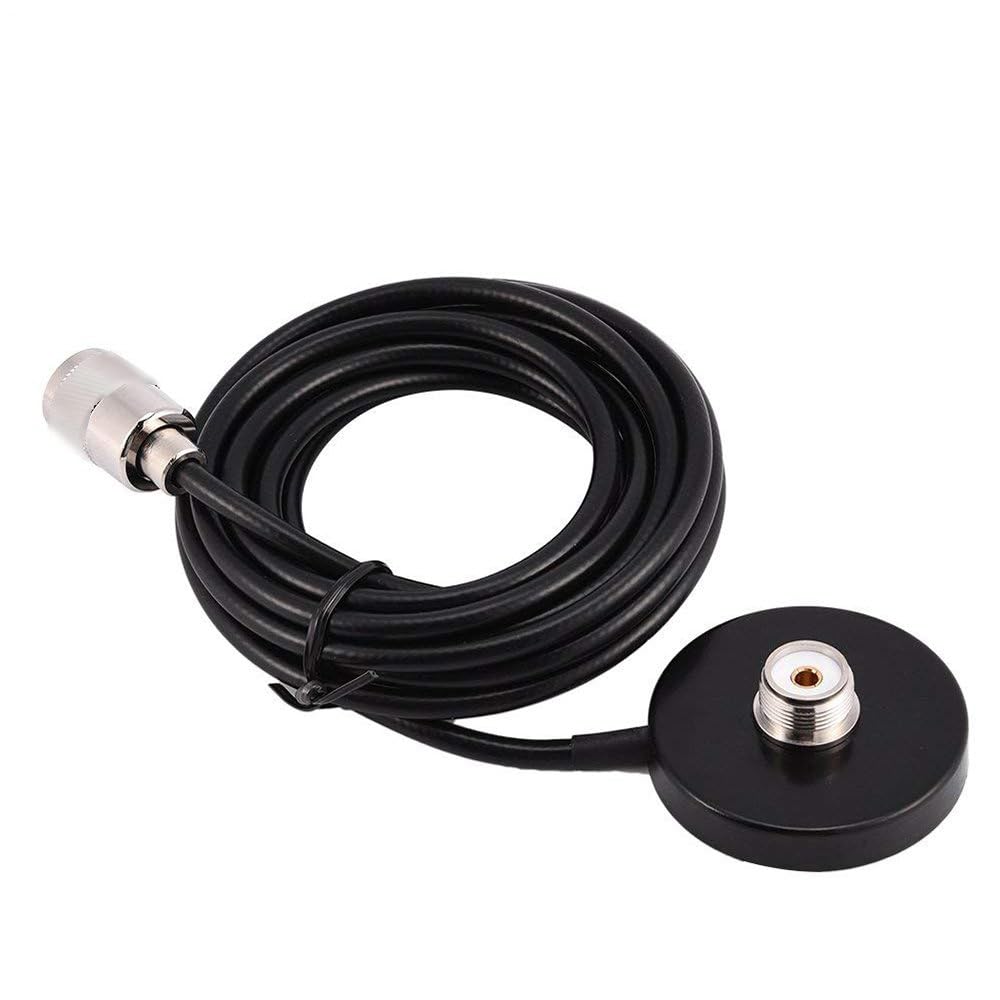 TengKo SO239 Mount Magnetic Base UHF PL-259 Antenna Cable Roof or Trunk for Mobile Radios PL259 Connector for Yaesu Kenwood Vertex Icom Mobile Radios