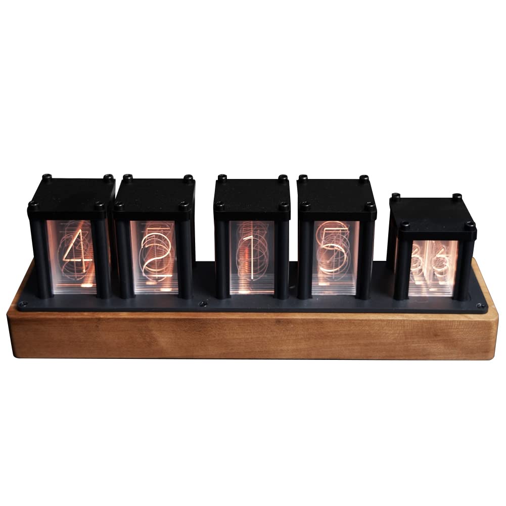Photo 1 of Adventurers Nixie Tube Clock, Wooden RGB Digital Clock, Modern Desktop Decoration & Gift (Cherry Wood)