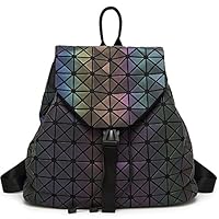 DIOMO Geometric Lingge Laser Women Backpack Luminous Travel Shoulder Bag Satchel Rucksack (Luminous NO.1)