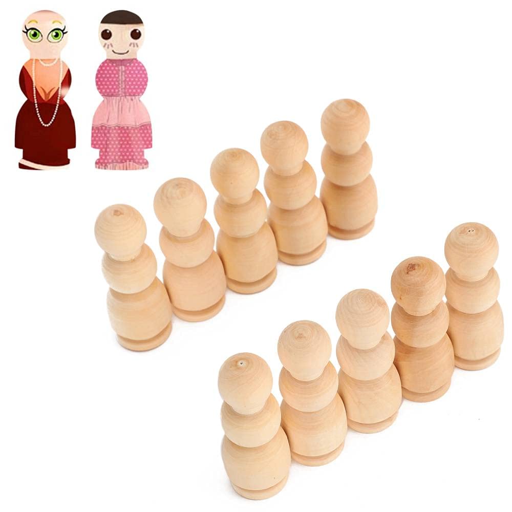 Wooden Peg Dolls, 20Pcs Wooden Peg Dolls Unfinished People Natural Wood Shapes Figures for DIY Painting, Decoration, Peg Game, 2.7in Height/pc