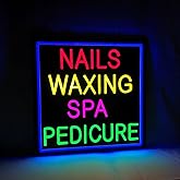 Nails Waxing Spa Pedicure Neon Sign, 16"×16", High Brightness Business Signboard for Nail Spa Bar, Beauty Skincare Studio Hair Removal Salon, Black Acrylic Backboard, Durable, Storefront Decor.