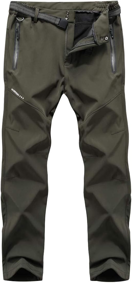 Men's Soft Shell Waterproof Winter Snow Ski Snowboarding Pants Fleece Cargo Hiking Pants: Clothing