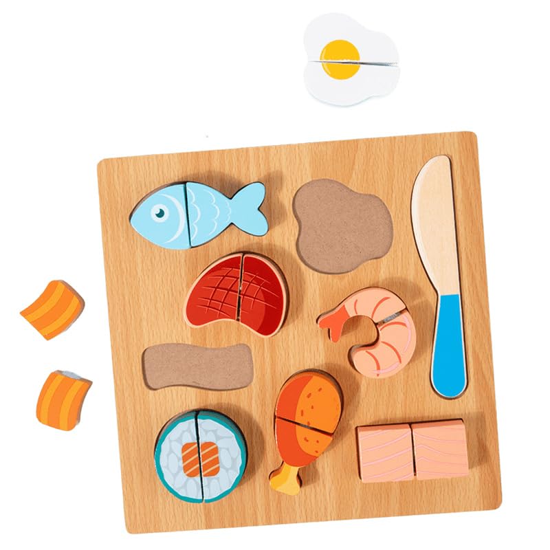 Toyhood Wooden Fish Vegetable Toys, Cutting Seafood Food Toys Play Food Sets, Seafood Cutting Game, Wood Pretend Play Foods Simulation, Boys Girls Birthday Gift