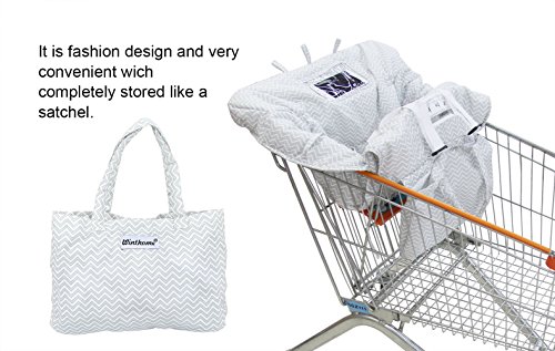 Winthome Grocery Shopping Cart Baby Seat Cover, shopping cart cover, folding shopping cart cover, Restaurant High Chair Holder for Boys, Girls, Infants, Toddler(White) - Thumbnail 3