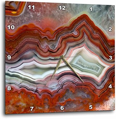 3D Rose Wall Clock Silent - 15 inch - Mexican Crazy Lace Agate - Abstract