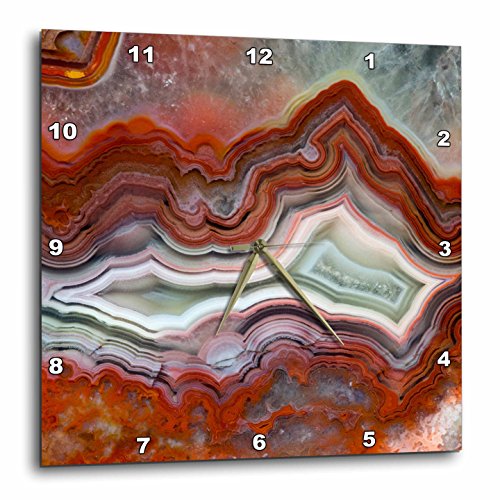 3D Rose Wall Clock Silent - 15 inch - Mexican Crazy Lace Agate - Abstract