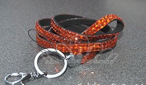 Lanyard Queen Diamante, Rhinestone, Crystal, Bling Lanyard ideal for ID Badge and keys **Choice of over 28 Colours** (orange)