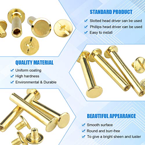 image for Glarks 80 Sets Chicago Screws Assortment, M5 x 6/15/25/35/45/55 Brass 