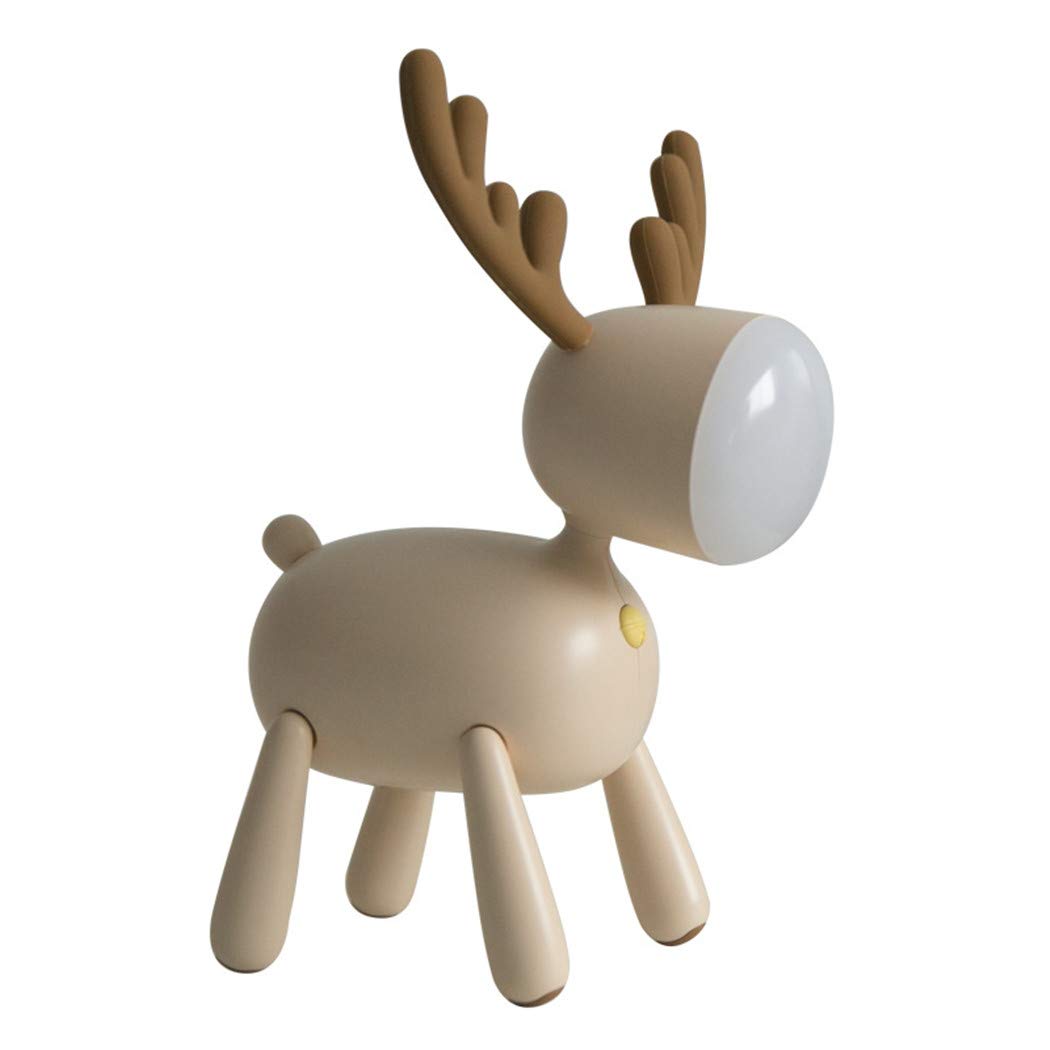 Fantes Reindeer Table Desk Lamp Baby Nursery Night Light USB Rechargeable 2 Light Modes 30 Minutes Timer for Child Baby Students Birthday Gift (Mousse, Reindeer)