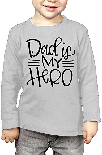 Mereman Boys &amp; Girls Infant Dad Is My Hero Soft 100% Cotton Tee Unisex Gray 2 Toddler