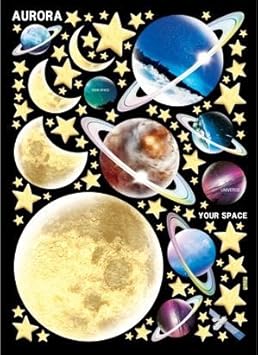 Amazon Co Jp 太陽系 綺麗夜光るウォールステッカー 壁紙シール 蓄光wallsticker 子供部屋 蛍光シール 光るシール 星空 きらきら星 太陽係 ロケット 宇宙 宇宙 おもちゃ