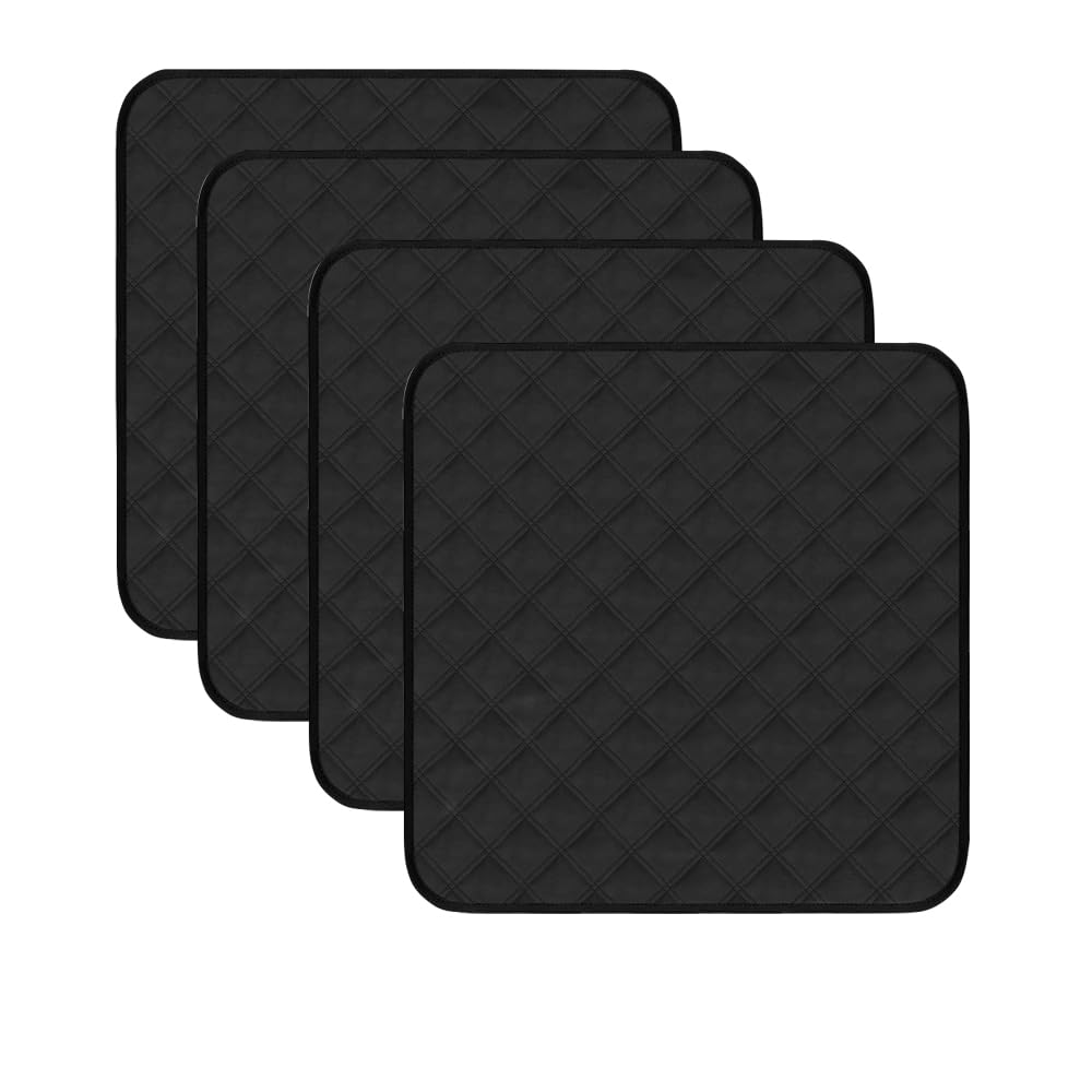 HUNAIGEE 4Pcs Absorbent Incontinence Chair Pads,Waterproof Seat Protector for Wheelchair/Car Seats/Sofa/Bed Washable Chair Covers Non-slip for Adults with Incontinence 56×54cm Black