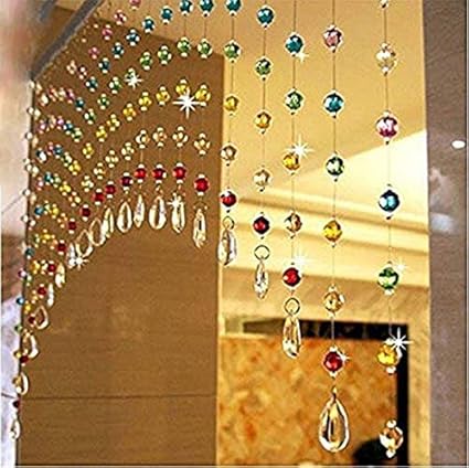 Discount4product Modern 10 Strings Acrylic String Curtain - 4ft, Multicolour