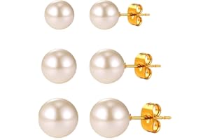 U7 Cat Stud Earrings Silver/Black/Silver/Gold Color,Birthstone Kitten Earrings, BarFaux Pearl Earrings Set, Women Teen Girls Gift