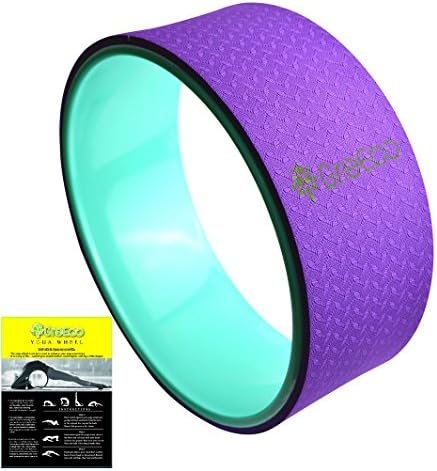 GreEco Yoga Wheel Pilates Roller-- Extra Strength Prop in Yoga Backbends & Poses, Back Opener, Relieve Back aches, 13" x 5", Purple/Green