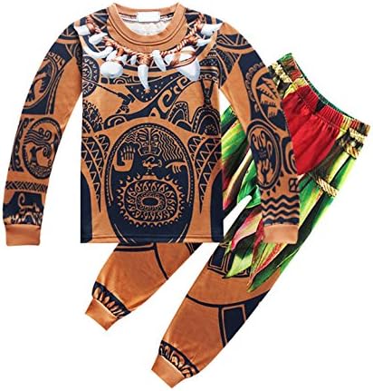 Lucky Horde Boys Girls Pajamas Set Maui Moana Children Pjs Sleepwear Cosplay Clothing For Kids 2 Piece By Yellow 110