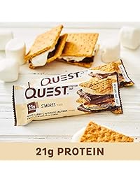 Quest Nutrition Protein Bar, S,mores, 20g Protein, 4g Net Carbs, 180 Cals, Low Carb, Gluten Free, Soy Free, 2.12oz Bar, 12 Count