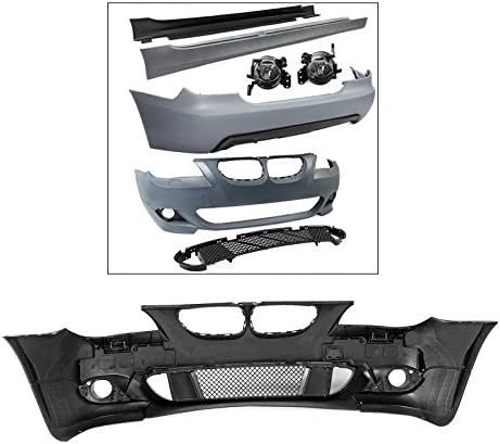 E60 5-Series 04-10 M-Tech Sport Style F+R Bumper Fog Lights Side Skirt Body Kit
