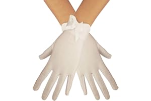 WEAHRE Women Costume Gloves White Dress Up Bows Gloves for Birthday Party Wedding Pageant Special Occasion Parade Banquets Magic Show Halloween Costume Accessories