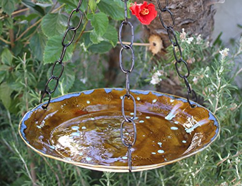 Large Hanging Bird Feeder or Bath, handmade ceramic garden art
