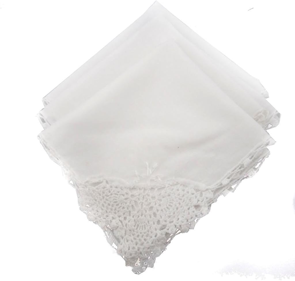 OWM Handkerchief 3 Round Crochet Lace Wedding Handkerchiefs at Amazon