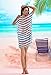 Yonala Women's Stripe Chiffon Trim Beachwear Bikini Cover-Up,Stripe,One Size