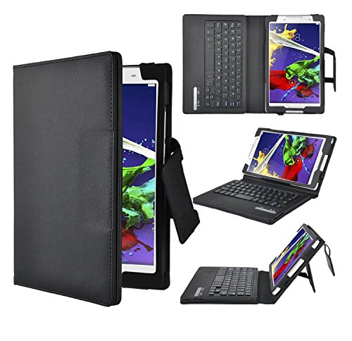 UPC 849047068686, Lenovo Tab3 A8 keyboard case,KuGi Tab 2 A8-50 keyboard case Portfolio Detachable Bluetooth Keyboard Stand Case for Lenovo Tab 2 A8-50/ Lenovo Tab3 A8 / Tab 3 A8 tablet (Black)