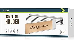 Lenink 6 Pack Name Plate Holder, Wall Mount Office Door Name Plate Holder for Meeting Room, Business Department, Warning Area 8” X 2” (Silver)