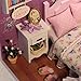 Ogrmar Wooden Dollhouse Miniatures DIY House Kit with Cover and Led Light-Sweet Sunshine