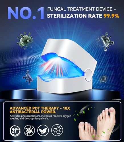 Next-Gen Nail Fungus Laser Device【21-day Fast-acting】Antifungal Laser【Kaltlicht-Technologie - Wohltuend mild】 PainFree Device With Time Display & Yellow Cuticle Oil Pen