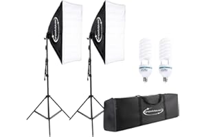 ShowMaven Softbox Lighting Kit, Studio Lights with 2 135W Bulbs 5500K Continuous Photography Lighting Kit for Filming Portrait Product Shooting Photography Video Recording