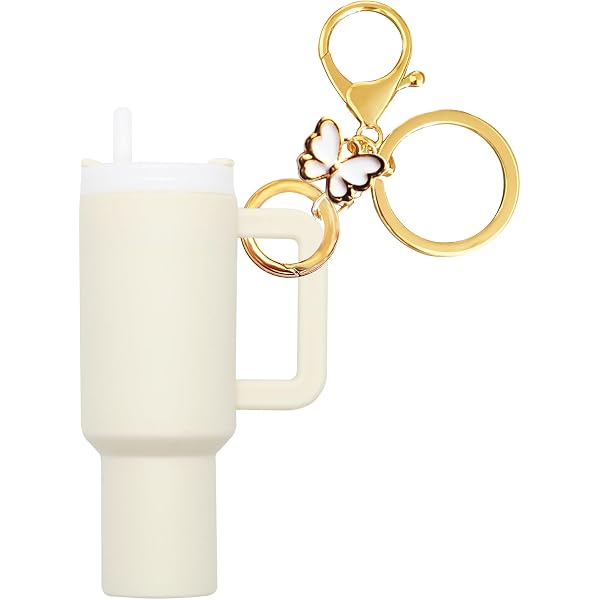 Stanley Cup Mini Schlüsselanhänger – Süßes Rucksackzubehör Für Mädchen & Damen – Mit Karabiner & Quaste