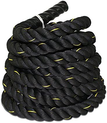 ColdBeauty 1.5" / 2" Poly Dacron Black 30/40/50ft Battle Rope Workout Training Undulation (2.0"Diam.30Ft)